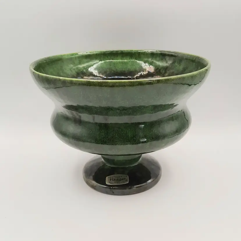 Haeger Green Glaze Pedestal Planter Bowl