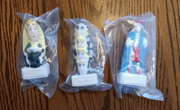 Beetlejuice 1989 Burger King Kids Toy Double Sided Figures Lot of 3 NEW NIP