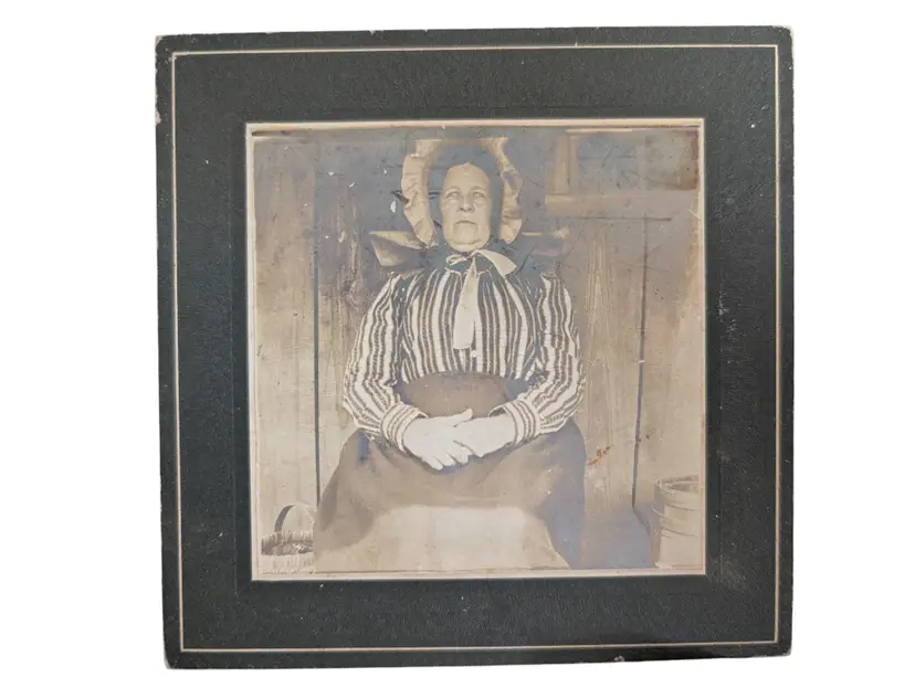 Antique Cabinet Photo Matted Old Woman Grandma Bonnet 1890s? Brown