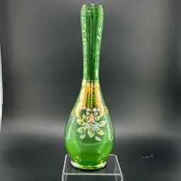 Green Glass, Vase, Hand Blown