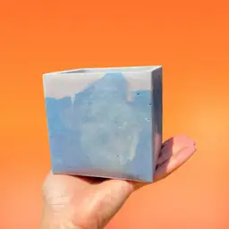 4” Watercolor Blue Square Concrete Planter