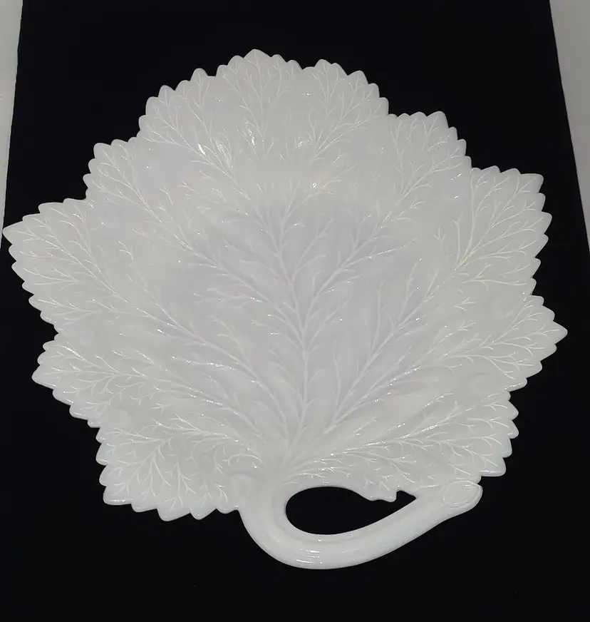 Fenton Milk Glass Leaf Serving Plate 11.5" x 10.5"