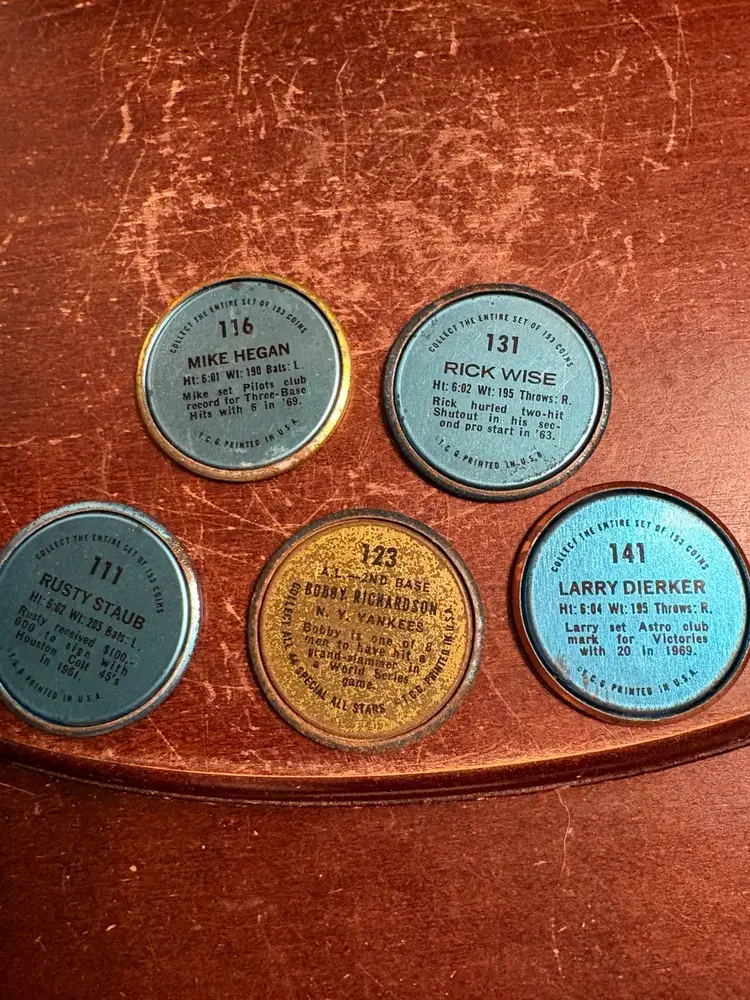 Lot Of 5 Topps MLB 1960s Collector Coins