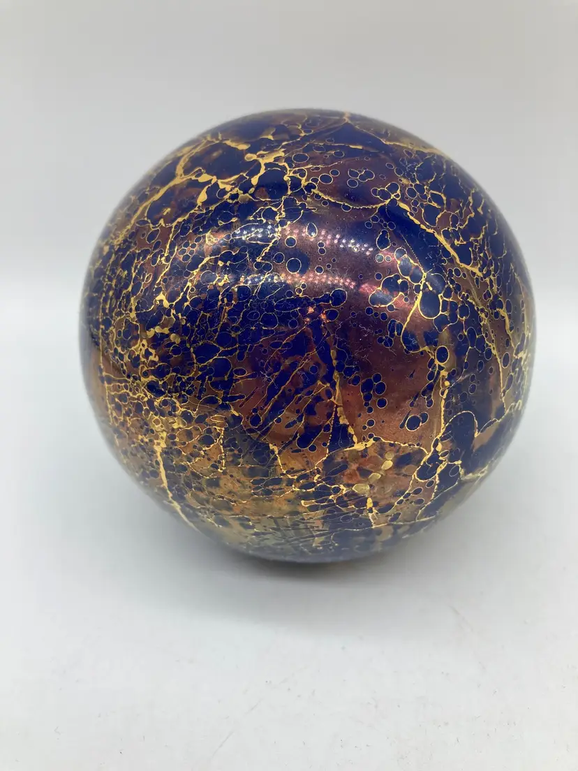 Purple and Gold Ceramic Orb signed by E Payton