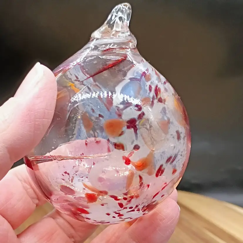 Hand Blown Art Glass Orb Witch Ball Suncatcher Christmas Ornament  2.5" Signed