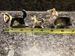 Vintage Collie Dogs, Set Of 3, Largest 2”x2.5”