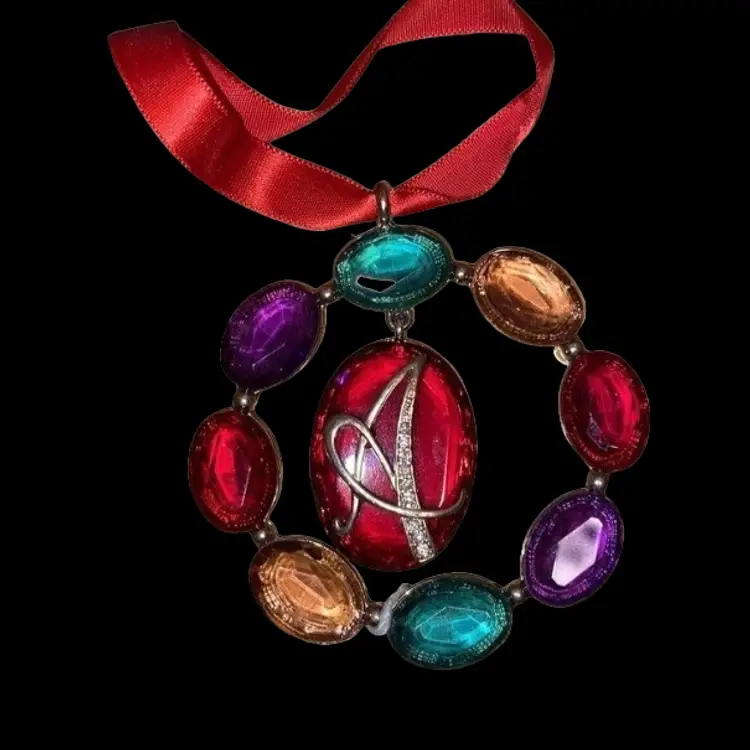 Trifari Crown Vintage 1989 Monogram A Holiday Jeweled Ornament