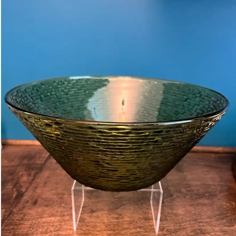 VTG MCM Anchor Hocking Gorgeous Avocado Green Soreno Lg Salad ~ Chip Bowl ~EUC