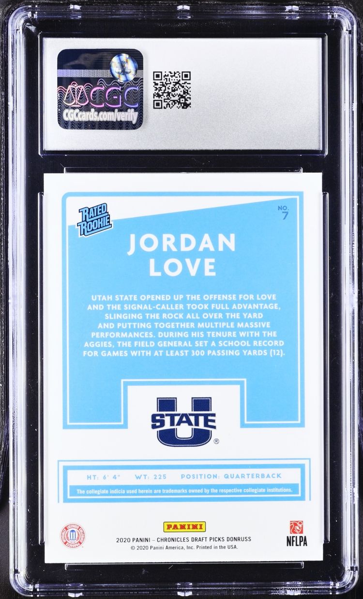 2020 Panini Chronicles DP Jordan Love Donruss Rated Rookie #7 Gem Mint CGC 10