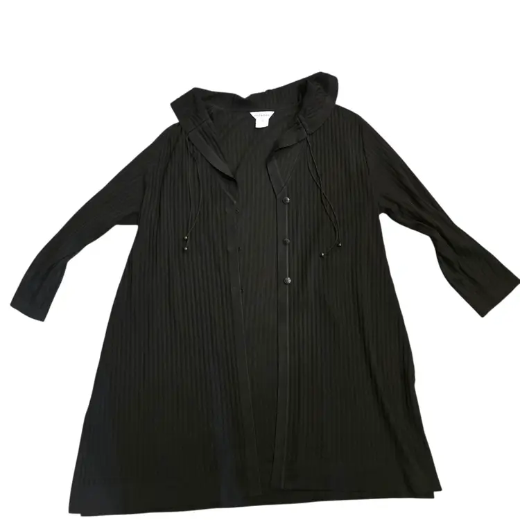 Exclusively Misook Woman Size 2X Black Long Duster Open Front Cardigan Basic