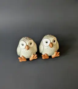 Vintage 1978 Fitz And Floyd FF Baby Owl Ceramic Salt Pepper Shakers Set Japan