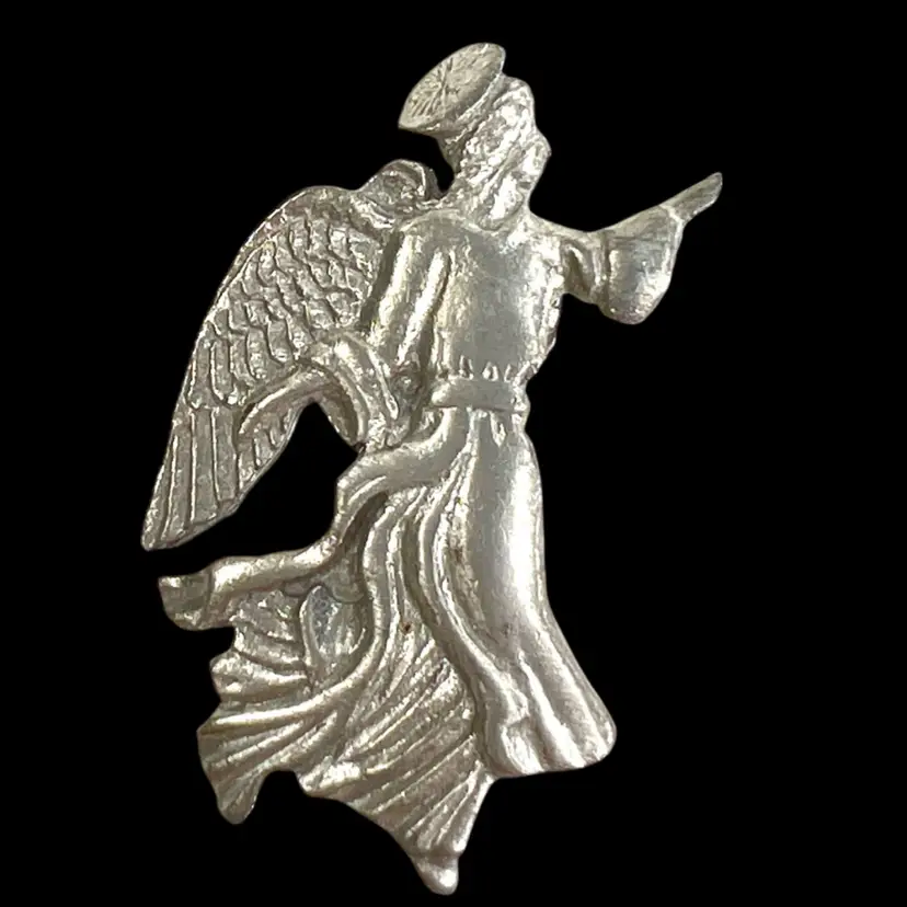 Guardian Angel Silver-tone Brooch Pin. Great Christmas Holiday Spirit Jewelry.