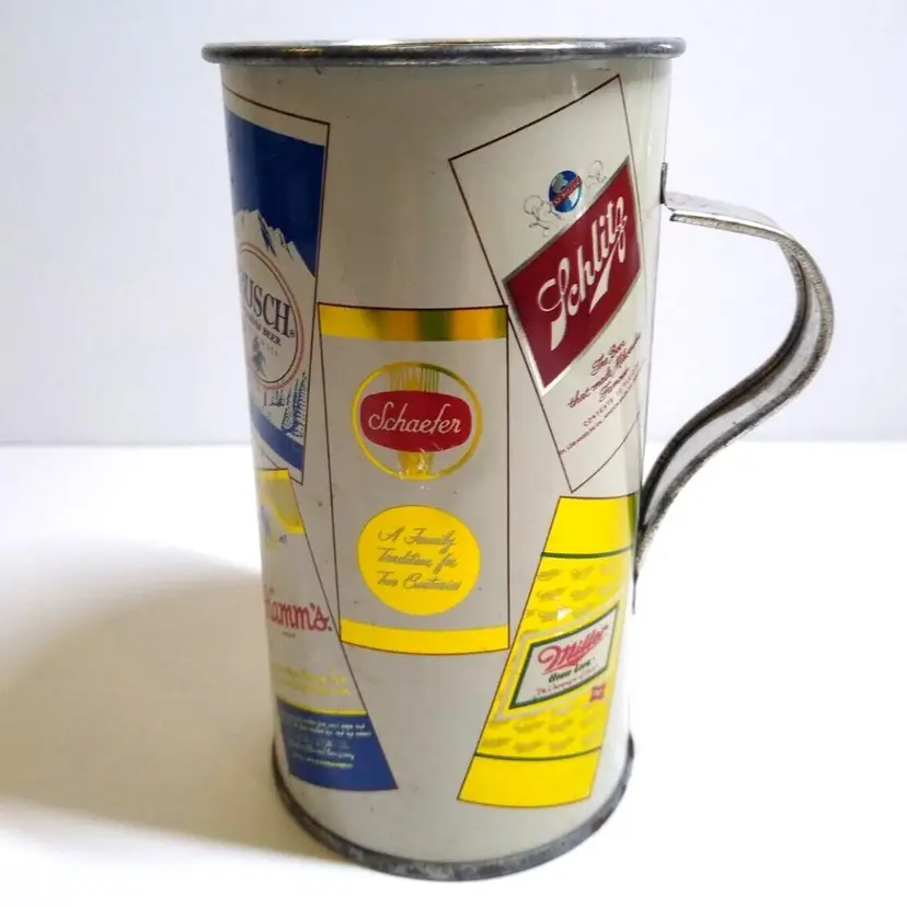 Pabst Blue Ribbon Coors Falstaff Old Milwaukee Bud Tin Beer Mug Vintage Original 1960's Metal Handle Lithograph



Hard to find unused tin lithographed beer mug with popular and less known brands with great graphics. 4.75" tall and 3.5" tall. Shows some paint age, wear to rim rusting on bottom edges, and age weare from years of storage. Made in Hong Kong under handle.

More vintage items for sale in our store. 

SHIPPING
Bundle and save by using cart and making single payment.