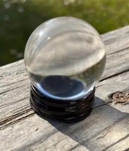Clear Glass Sphere Orb Ball with Wood Stand CLOSEOUT AUCTION
