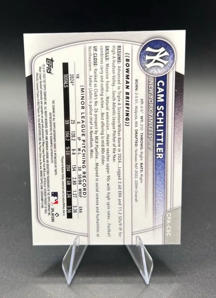 Cam Schlittler Auto /299 Bowman 1st