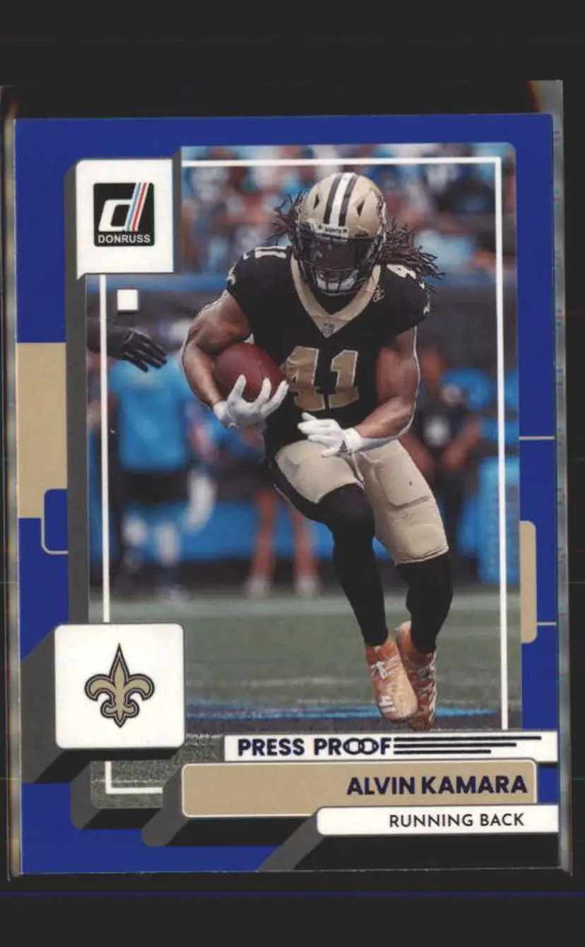 2022 Donruss #247 Alvin Kamara Blue Press Proof - (139) - New Orleans Saints