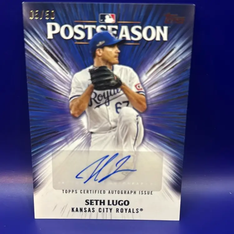 Seth Lugo 2025 Topps Series 2 Postseason Performance Autograph #5/50 Kansas City Royals