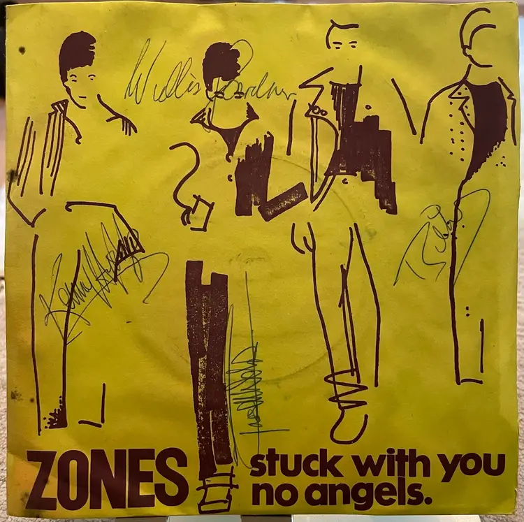 Rare Autographed Zones Stuck With You 7" vinyl UK Press ZUM4 1978