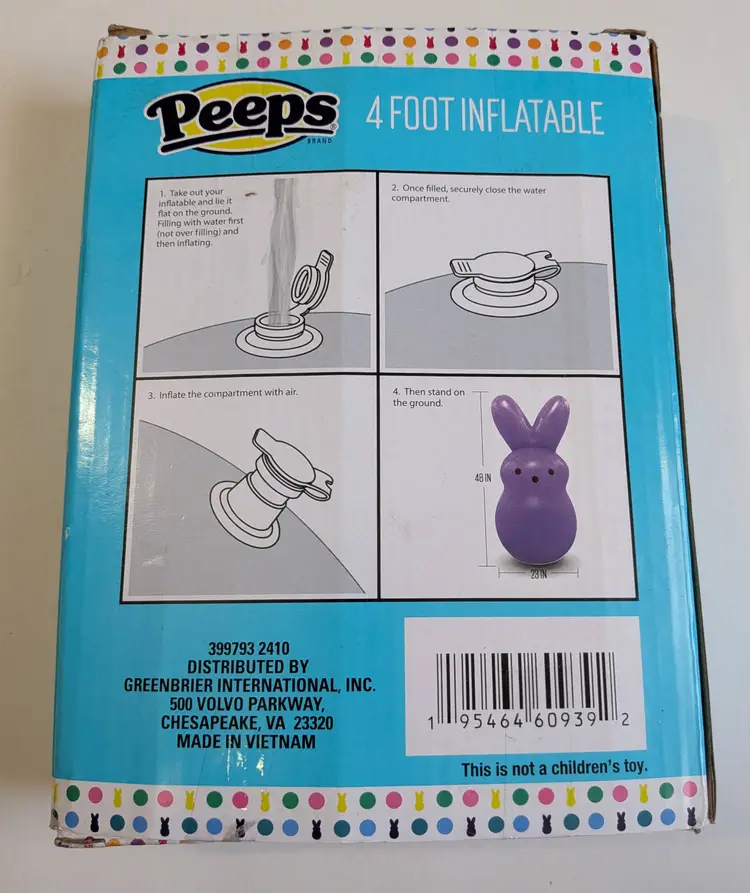 Peeps 4 Foot Inflatable Purple Easter Bunny