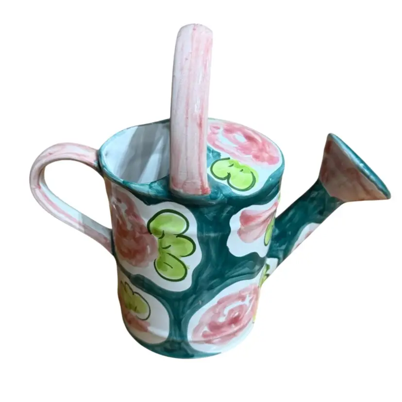 Hand Painted Watering Can Pottery Made In Portugal