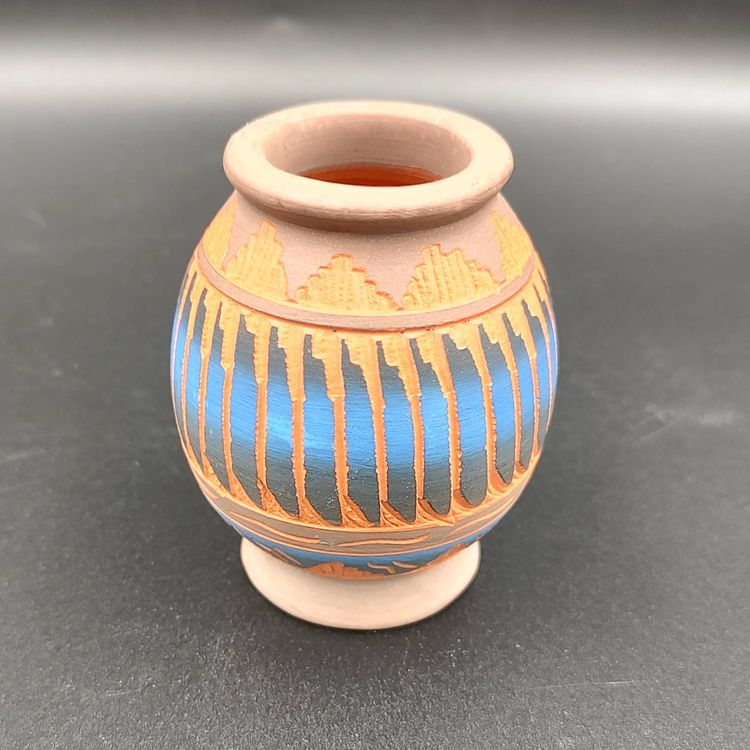 Navajo Mini Red Clay Etched Pottery Vase