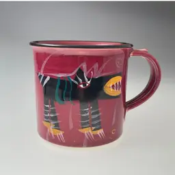 LeStudio Page & Thorbeck Funky Monster Dog Wolf Coffee Mug Red 90s Vintage