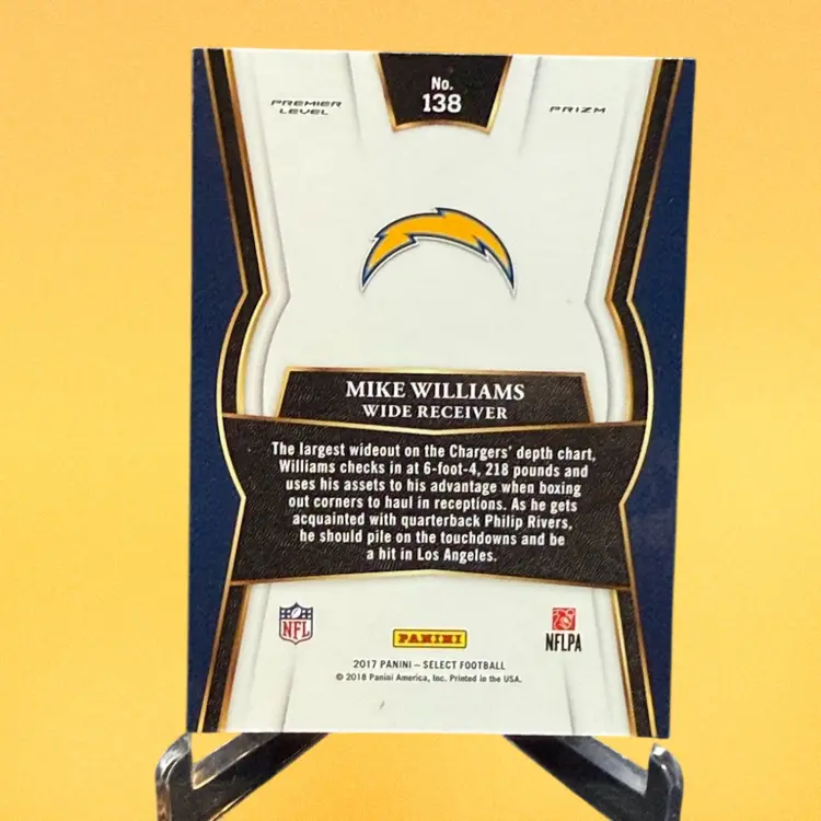 Mike Williams 2017 Select #138 Premier Level Silver Prizm Rookie RC Chargers