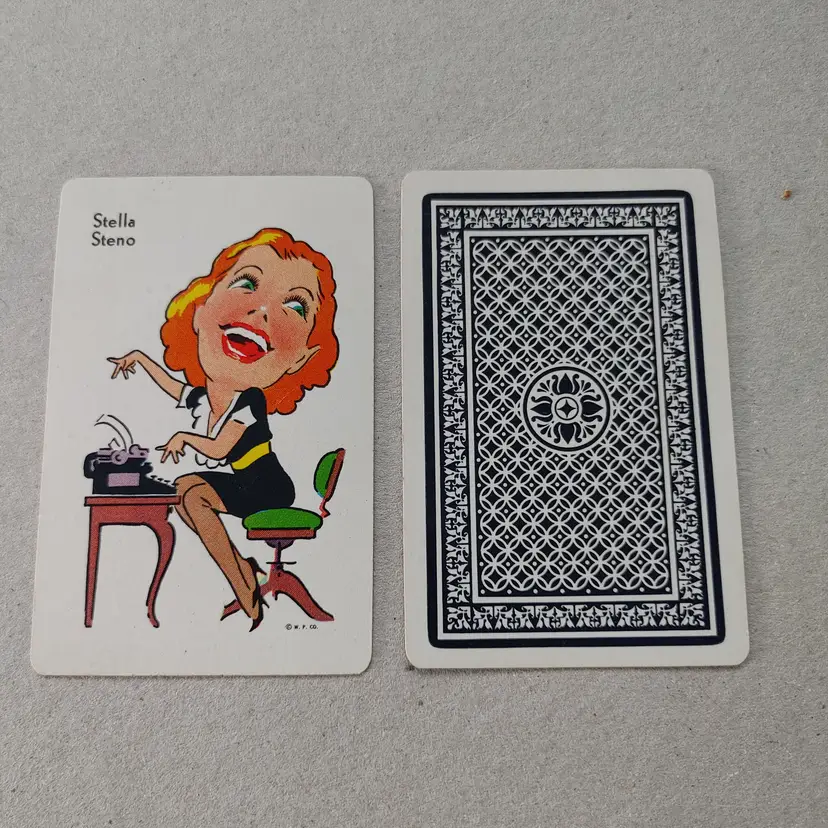 1 single swap card. Old Maid by Whitman. 1940-1950. Stella Steno.