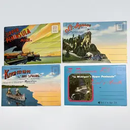 Lot Of Four Michigan Upper Peninsula Vintage Souvenir Postcard Folders