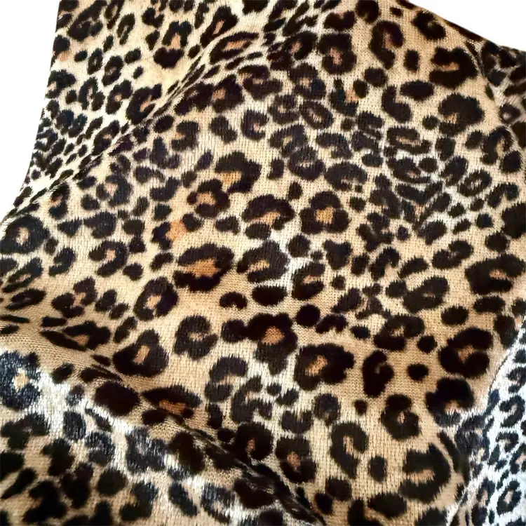 Y2K Leopard Animal Print Velvet Cropped Style by Sleep Wear Sz XL