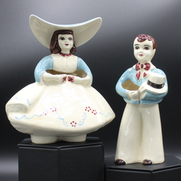 Vintage Goldammer Ceramic Bud Vase Planter Southern Belle Girl Boy Blue & White