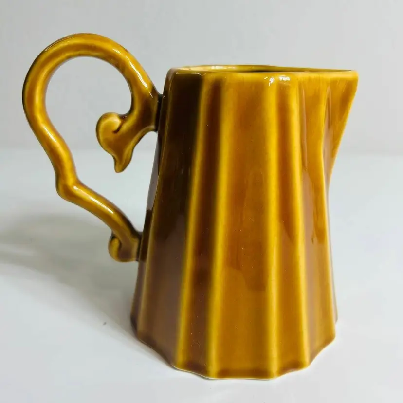 Baum Bros Creamer Pitcher Style-eyes Caramel Orange Vintage Kitchen Dining