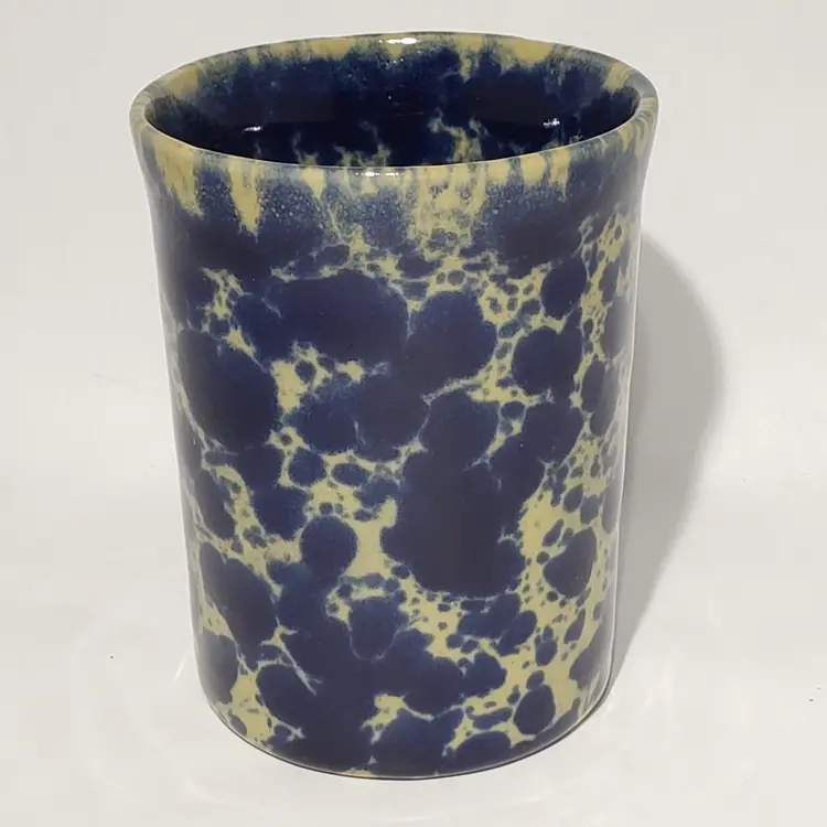 VTG Bennington Potters Blue Agate Trigger Mug 1340 dg Vermont 10 oz Spongeware
