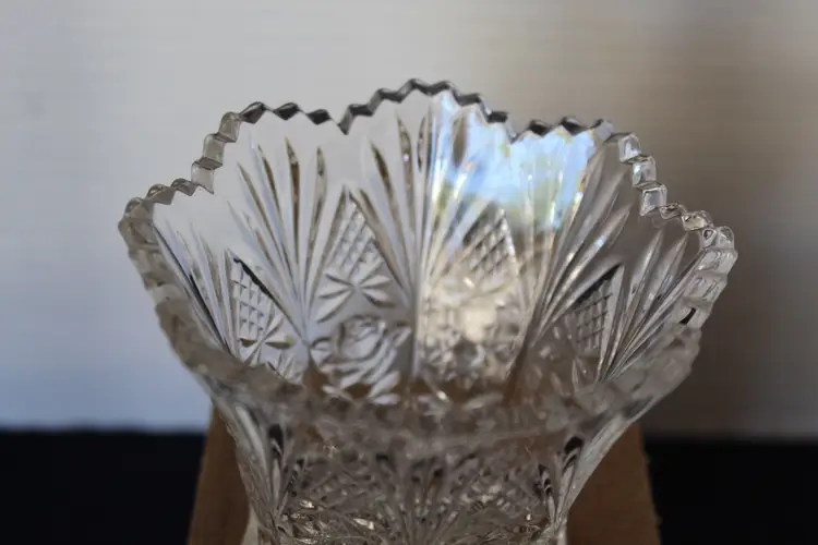 Vintage Studio Nova Clear Cut Glass Open Sugar Bowl Sawtooth Rose Star