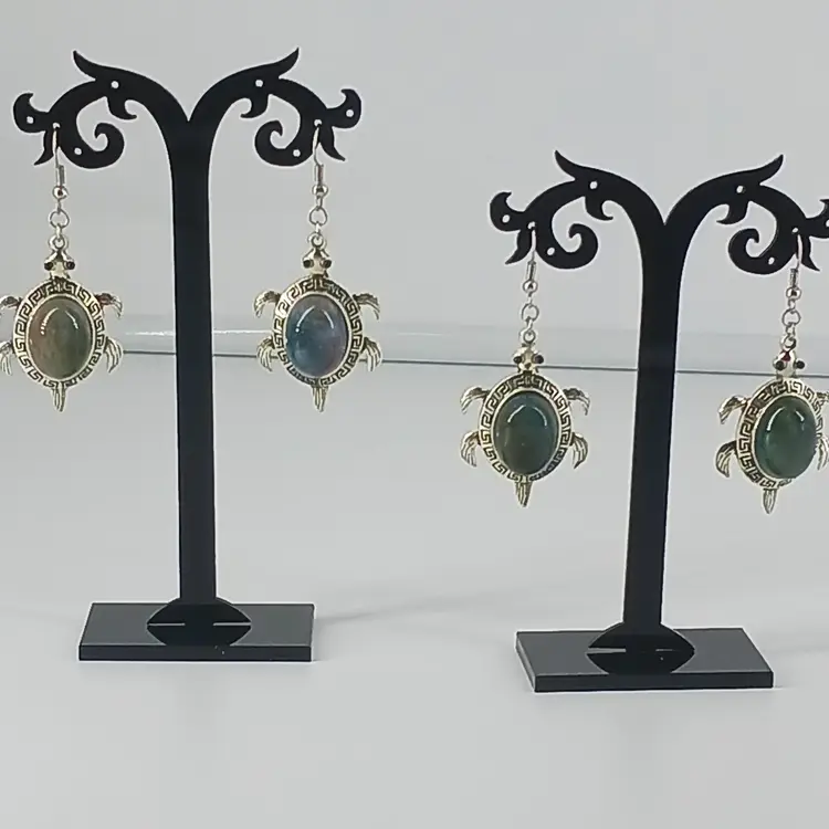 Three Gemstone Turtle Earrings