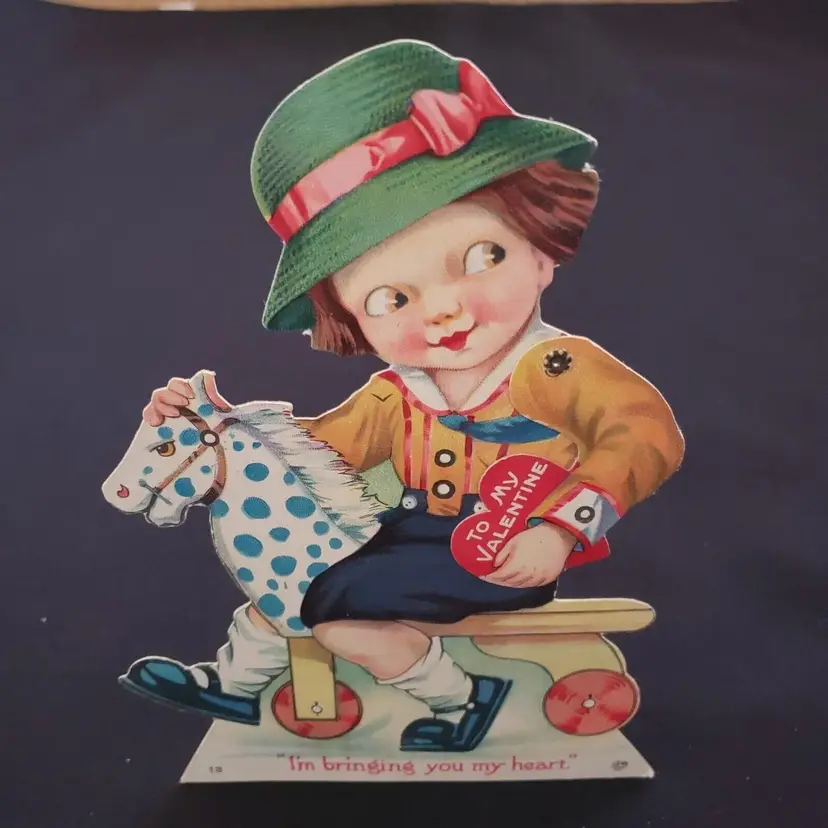 Valentine's Day Card  "I'M BRINGING YOU MY HEART" Movable Heart Vintage