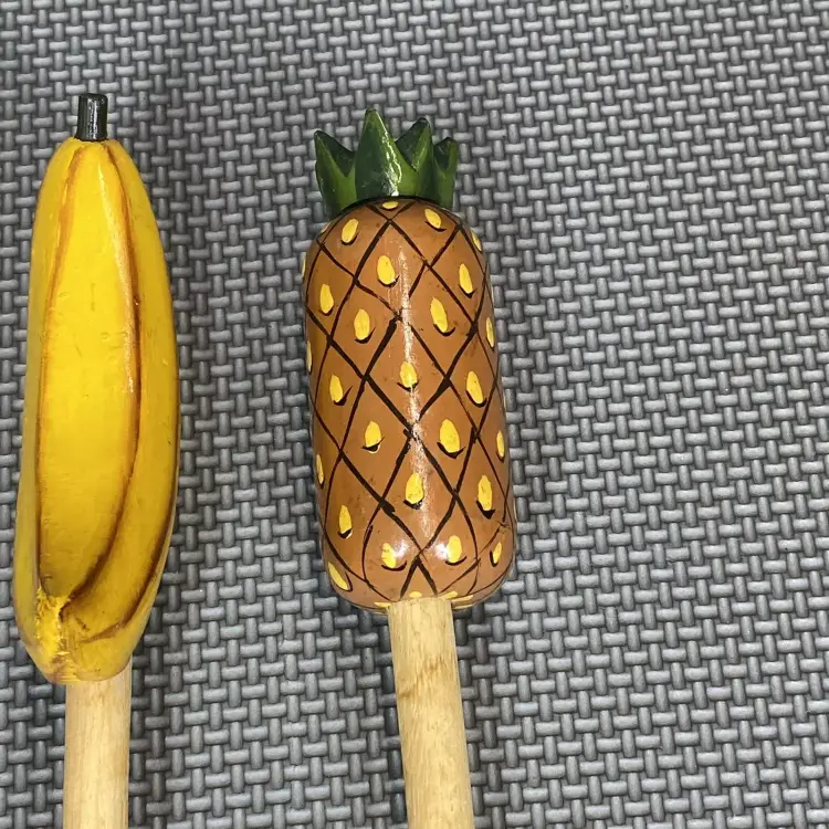 Vintage Kitchen Cooking Serving Utensils Wooden Carved Fruit Handles MCM Retro