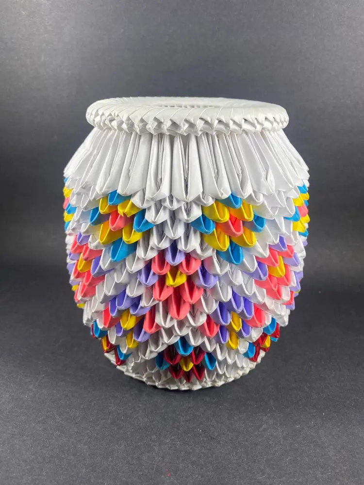 Prison Art Origami Holding Papers White Multicolored Vase 