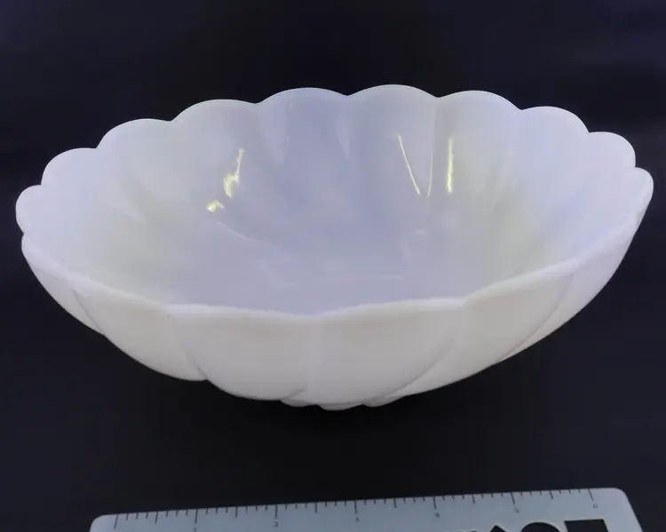 Hazel Atlas Alpine Pattern White Milk Glass Bowl