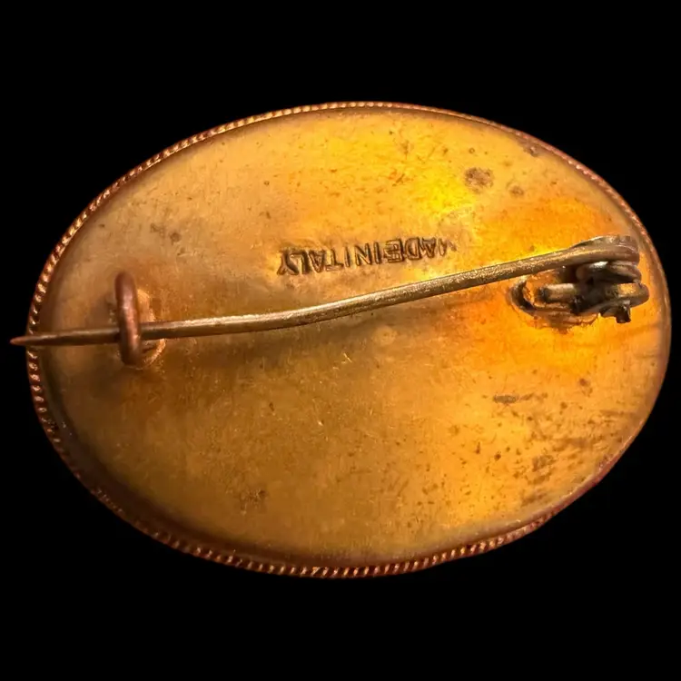 Antique Victorian Micro Mosaic Raised Tile Flower Basket Brooch 1.25”