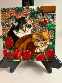 Cats In Rose Garden 6" x 6"