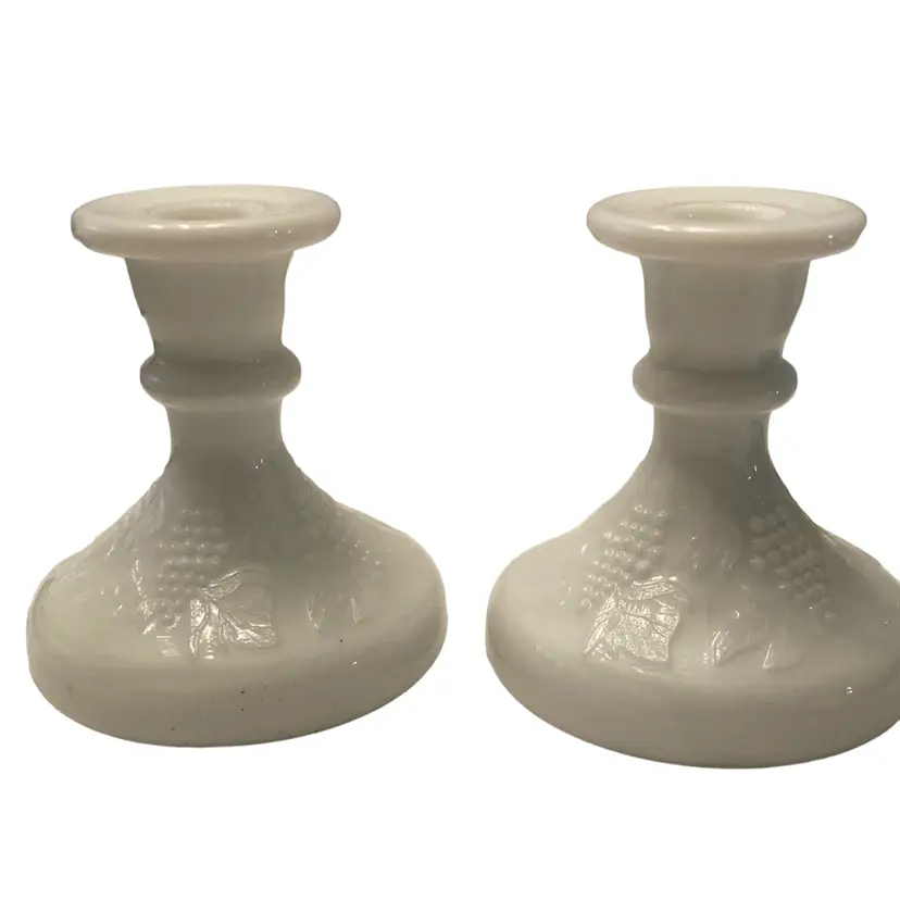 Two Milk Glass Candle Holders