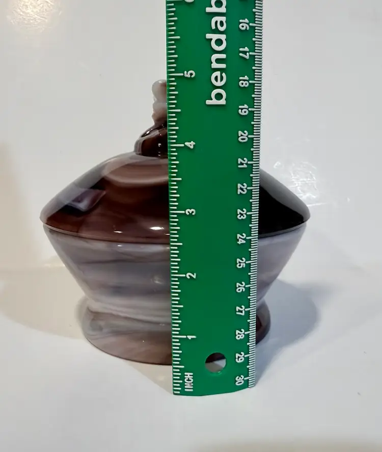 Purple Slag Glass covered dish with Bee Finial by Imperial Glass