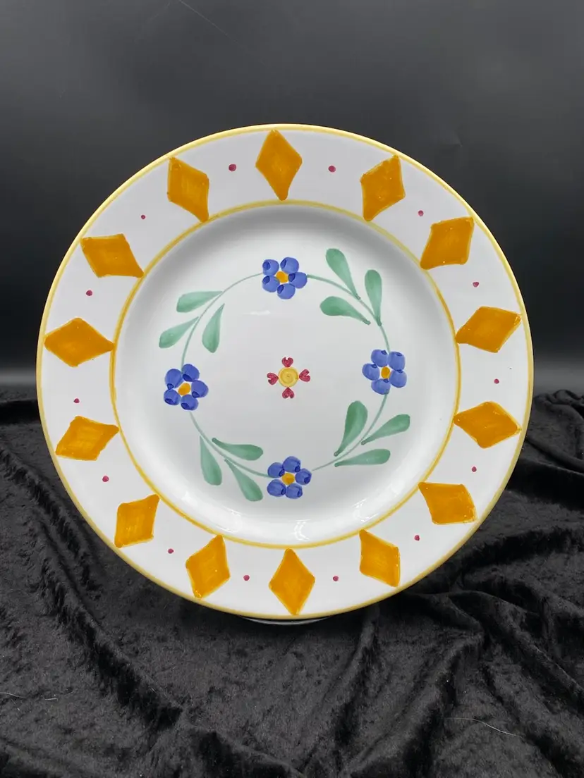 Vintage Mesa International, Italy, Folk Art Hand-Crafted Plate, 11",  Signed