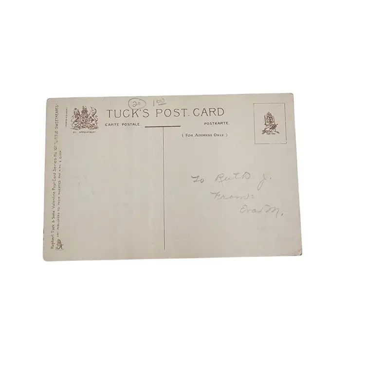 Antique Saxony 1900s Tucks Valentines Day Postcard With Vintage Illustration & Sentimental Verse