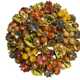 Arthur Pepper ART Colorful Floral Bouquet 💐 Brooch Pin 2.5” AS IS