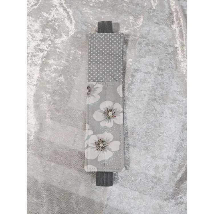 Pen or Pencil Holder Bookmark, Handmade - Gray Floral