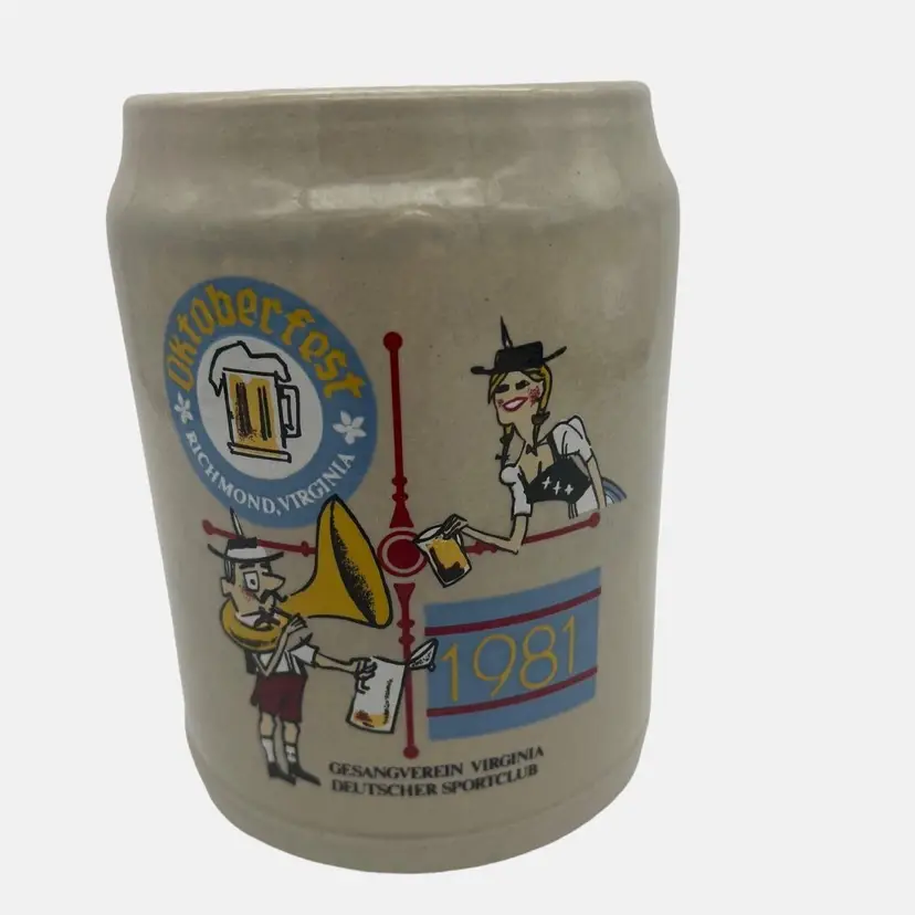 1981 Oktoberfest German Beer Stein Richmond Virginia West Germany 0.5L 5.25" WW