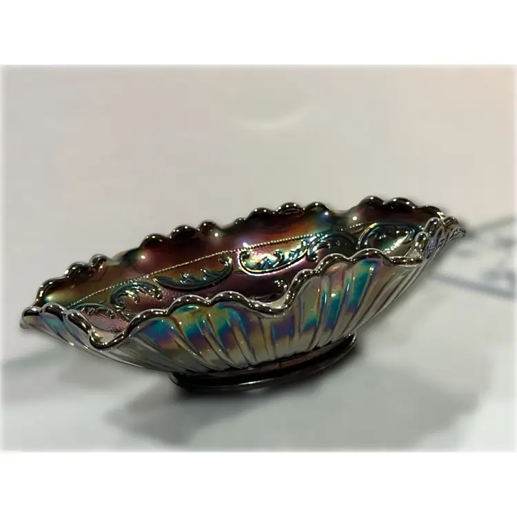 Vintage Fenton Carnival Glass Candy Bowl Oil Slick Appearance