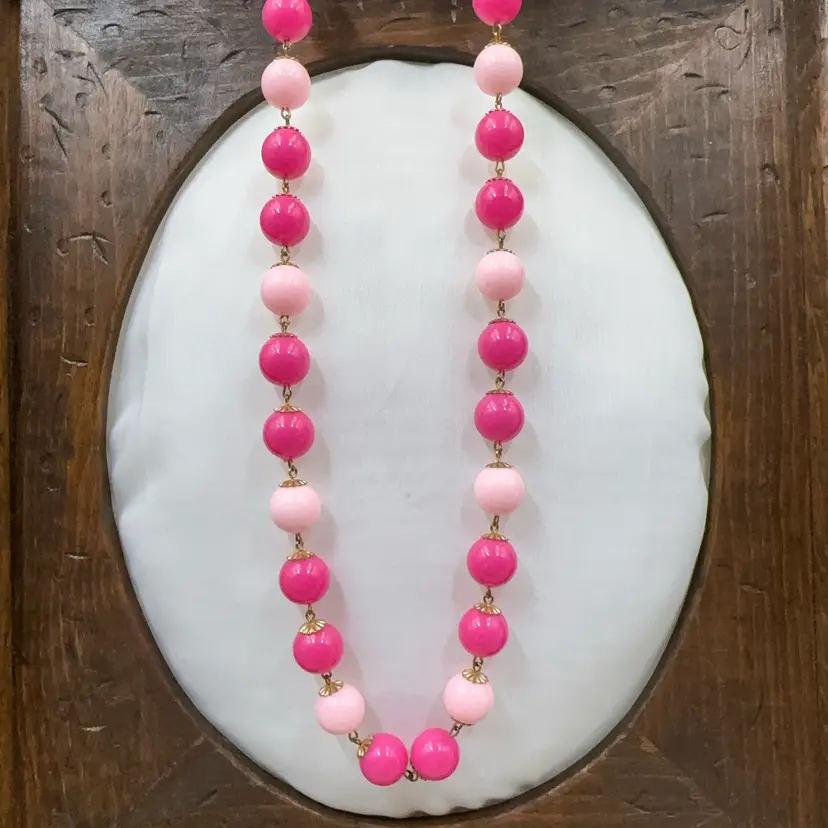 Vintage Light Pink ,Dark Pink Bubblegum Nicholas With Metal In-Between 34 Inches.